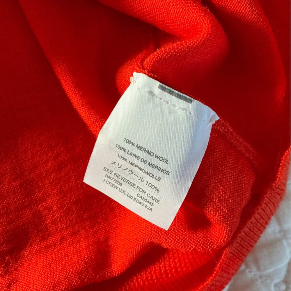 J. Crew Vibrant Red Merino Wool Crew Neck Knitted Sweater M